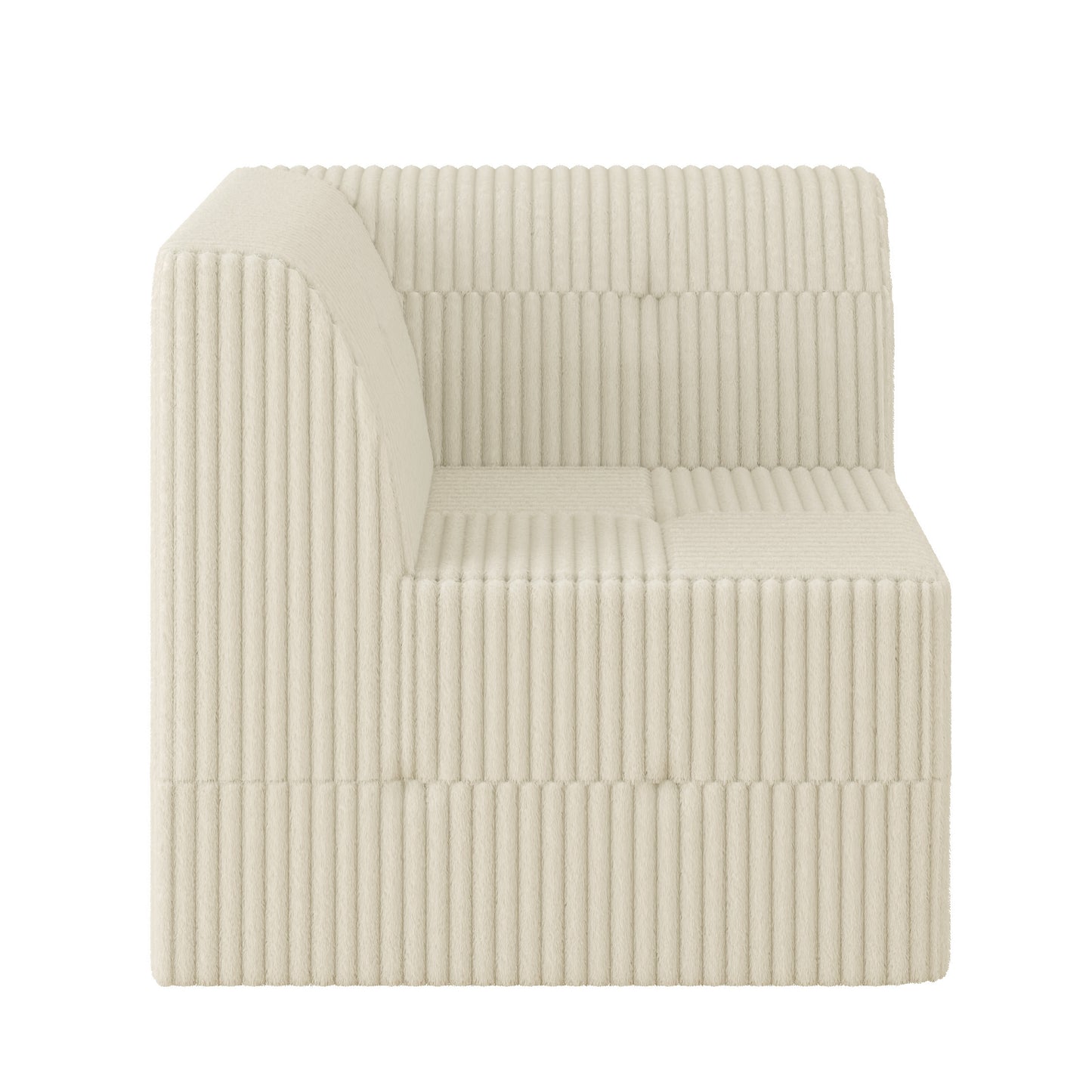 Modern Minimalist Corner Sofa Compressed Sectional in White Corduroy with Sleeper Function SolidRoot Buy Furniture USA