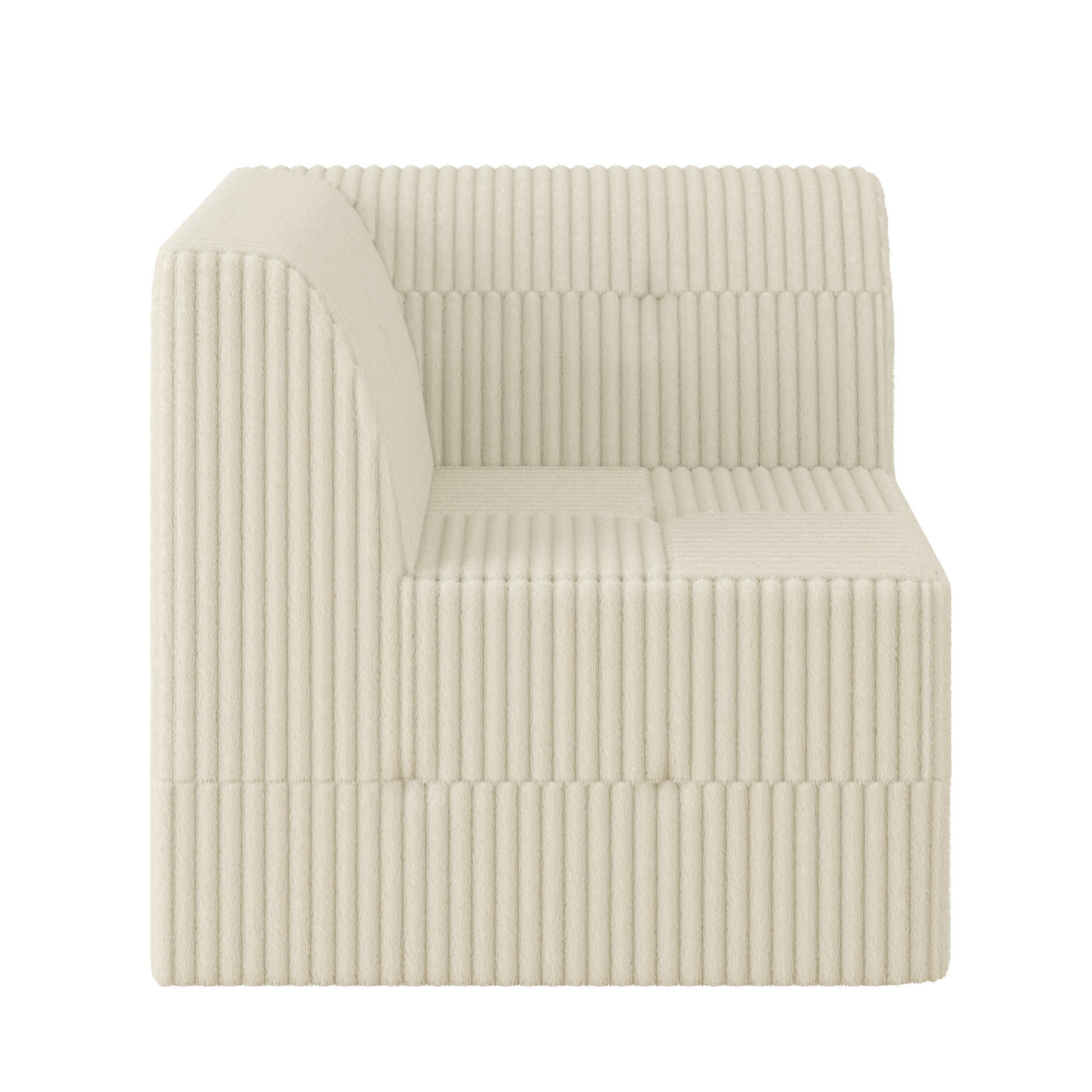 Modern Minimalist Corner Sofa Compressed Sectional in White Corduroy with Sleeper Function SolidRoot Buy Furniture USA