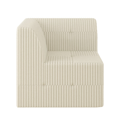 Modern Minimalist Corner Sofa Compressed Sectional in White Corduroy with Sleeper Function SolidRoot Buy Furniture USA