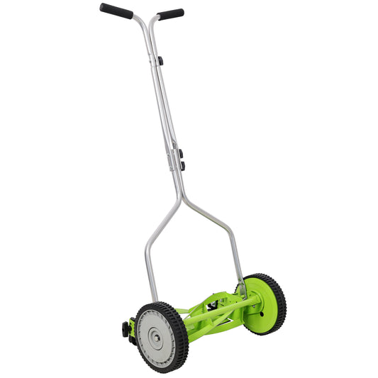 14in Push Lawn Mower, Push Reel Lawn Mower, Green Color SolidRoot Buy Furniture USA