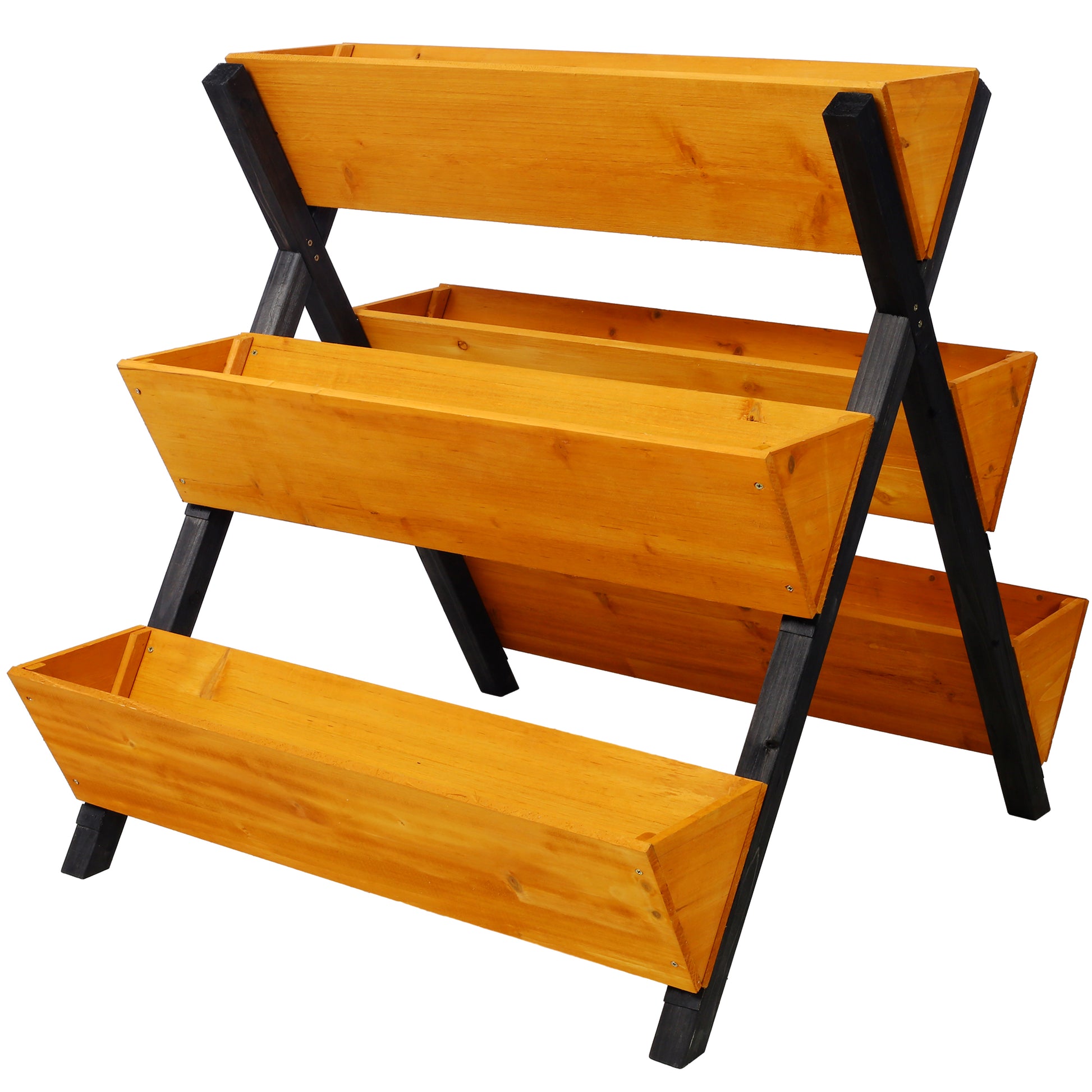 3 Tiers Wooden Vertical Raised Garden Bed with Legs,Brown Planter Raised Beds Kit for Flowers Herbs Vegetables SolidRoot Buy Furniture USA