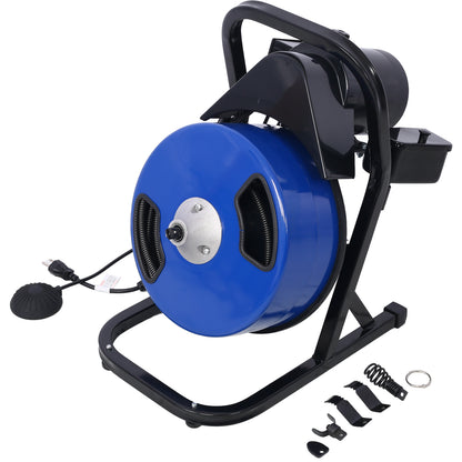 60FTx1/2Inch Drain Cleaner Machine Electric Drain Auger with 4 Cutter & Foot Switch Drain Cleaner Machine Sewer Snake Drill Drain Auger Cleaner for 1' to 4' Pipes SolidRoot Buy Furniture USA