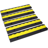 Cable Protector Ramp, 2 Channels Speed Bump Hump, Rubber Modular Speed Bump Rated 11000 LBS Load Capacity, Protective Wire Cord Ramp Driveway Rubber Traffic Speed Bumps Cable Protector,5 Packs SolidRoot Buy Furniture USA