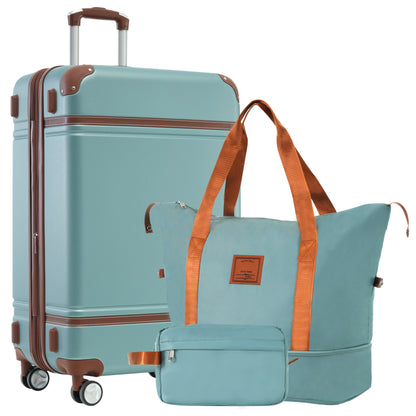 Hardshell Luggage Sets with Bags Lightweight Suitcase Double Spinner Wheels with TSA Lock ,Single Vintage Luggage 28 IN,Green SolidRoot Buy Furniture USA