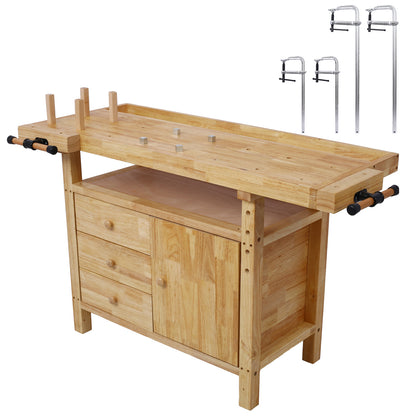 Wood Workbench - Wooden Workbench for Garage Workshop and Home, with Bar Clamps Set 2 pcs 12 inch x 3inch+ 2pcs 24inchx4-3/4' ,4pcs pack SolidRoot Buy Furniture USA