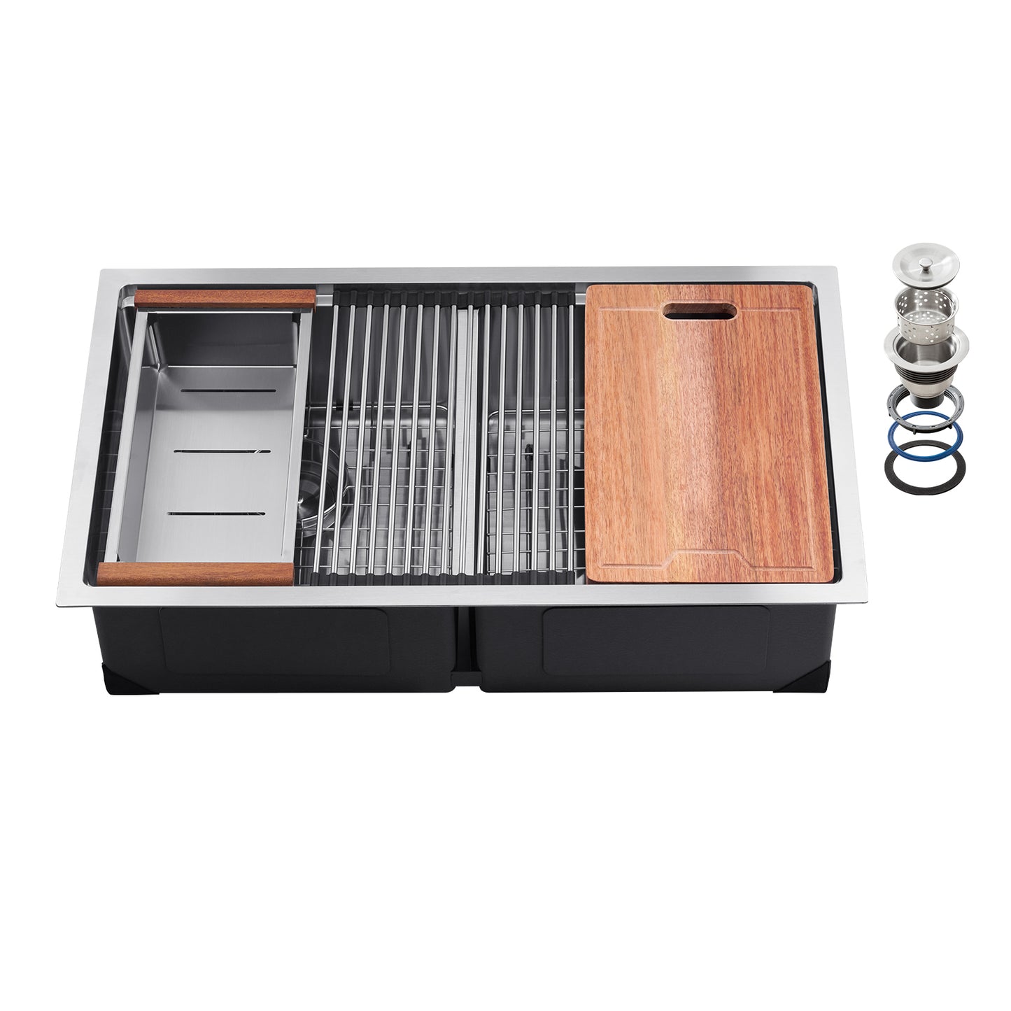 33' Kitchen Sink Undermount Double Bowl Drop-In Basin Stainless Steel Bar