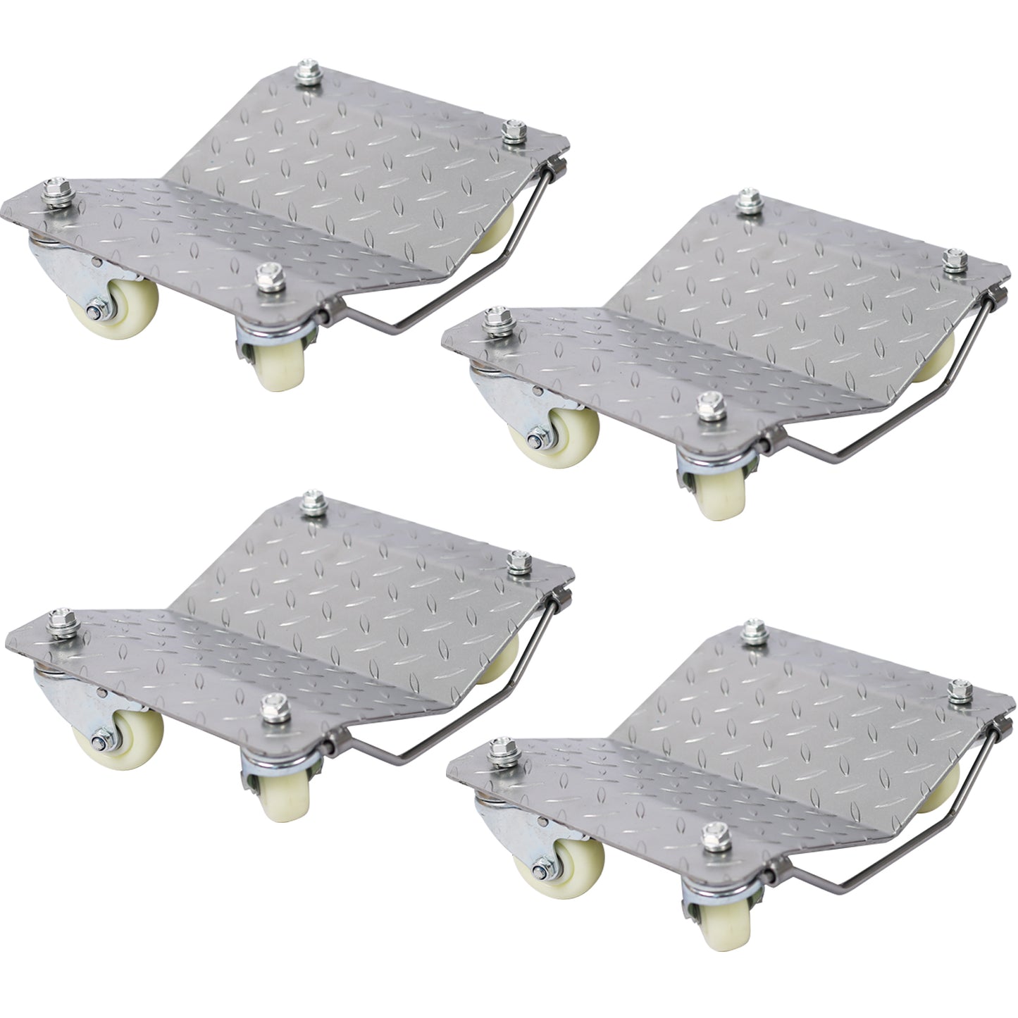 Heavy Duty Gray Car Dolly Set, 6000lbs Capacity, Metal Construction, 11.5W x 15L Inches SolidRoot Buy Furniture USA