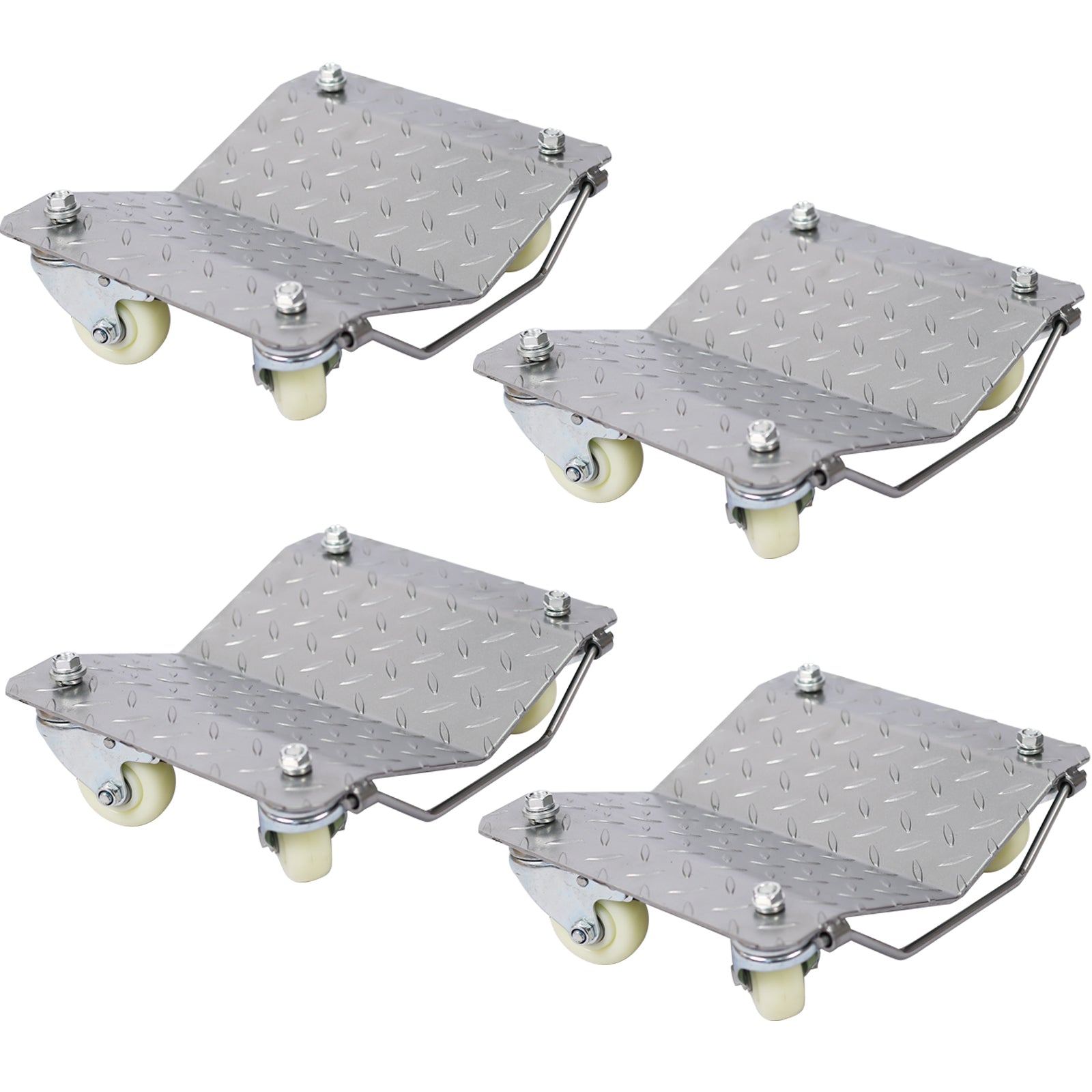 Heavy Duty Gray Car Dolly Set, 6000lbs Capacity, Metal Construction, 11.5W x 15L Inches SolidRoot Buy Furniture USA