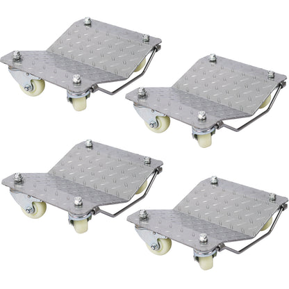 Heavy Duty Gray Car Dolly Set, 6000lbs Capacity, Metal Construction, 11.5W x 15L Inches SolidRoot Buy Furniture USA