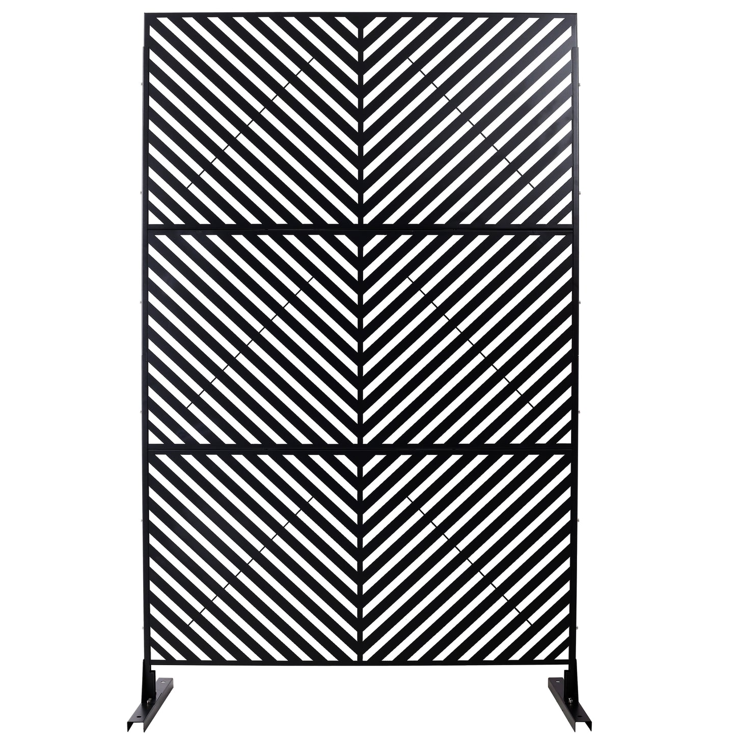 Outdoor & Indoor Privacy Screen Metal Privacy Screen 76' H×48' W, Freestanding Decorative Privacy Screen for Deck Balcony Patio, Privacy Fence Panels for Outside Lawn Garden PS113 BLACK SolidRoot Buy Furniture USA