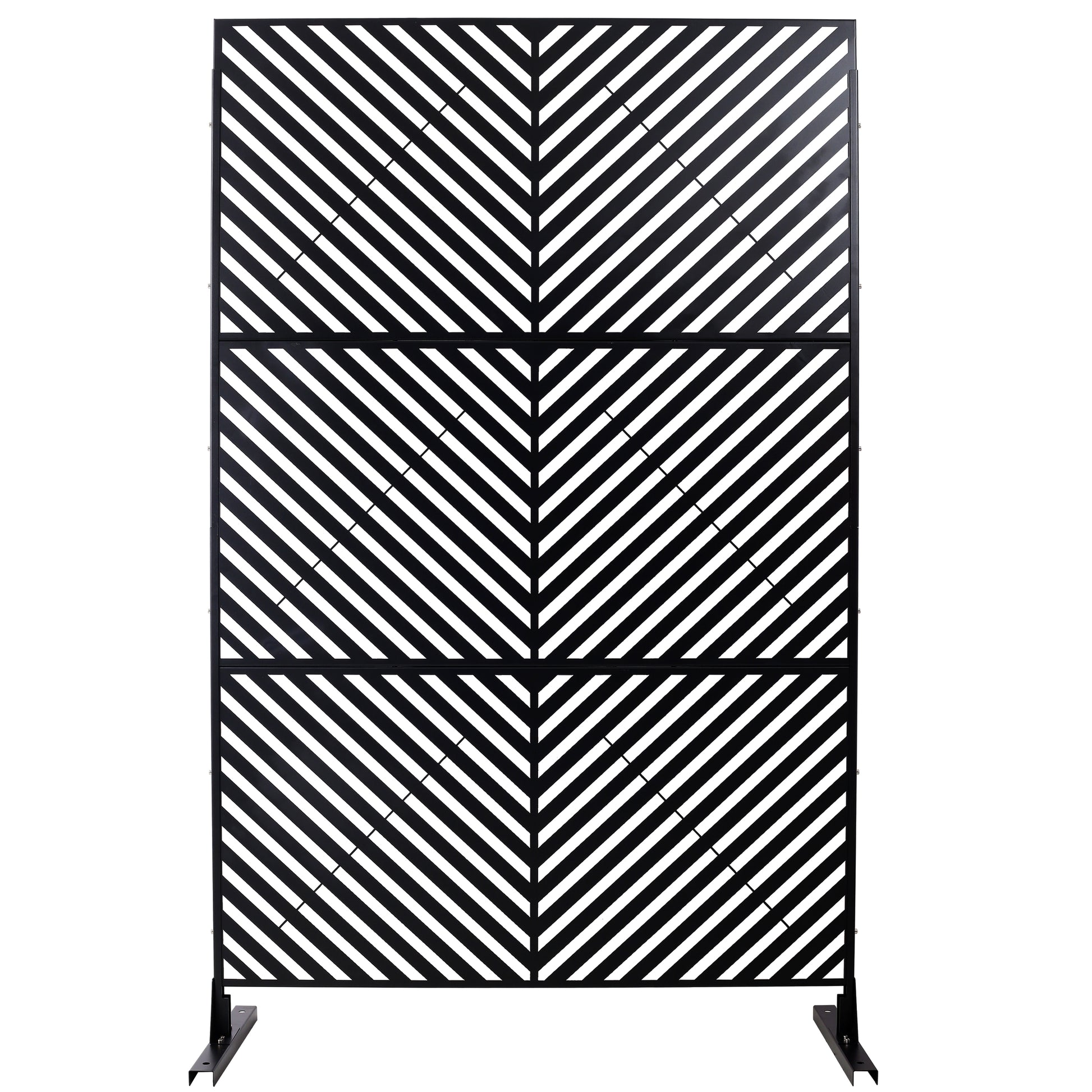 Outdoor & Indoor Privacy Screen Metal Privacy Screen 76' H×48' W, Freestanding Decorative Privacy Screen for Deck Balcony Patio, Privacy Fence Panels for Outside Lawn Garden PS113 BLACK SolidRoot Buy Furniture USA
