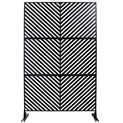 Outdoor & Indoor Privacy Screen Metal Privacy Screen 76' H×48' W, Freestanding Decorative Privacy Screen for Deck Balcony Patio, Privacy Fence Panels for Outside Lawn Garden PS113 BLACK SolidRoot Buy Furniture USA