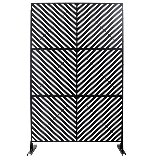 Outdoor & Indoor Privacy Screen Metal Privacy Screen 76' H×48' W, Freestanding Decorative Privacy Screen for Deck Balcony Patio, Privacy Fence Panels for Outside Lawn Garden PS113 BLACK SolidRoot Buy Furniture USA