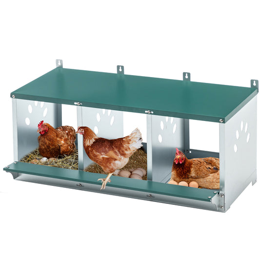 Metal Nesting Boxes for Chicken,3 Compartment Nesting Box,Galvanized steel Nesting Boxes for Hens, Easy to Assemble - SolidRoot Buy Furniture USA