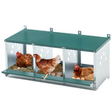 Metal Nesting Boxes for Chicken,3 Compartment Nesting Box,Galvanized steel Nesting Boxes for Hens, Easy to Assemble - SolidRoot Buy Furniture USA