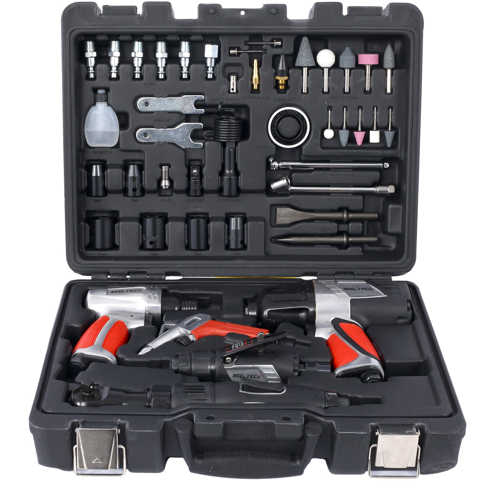 44-Piece Professional Air Tool Accessory Kit) - Impact Wrench, Air Ratchet, Die Grinder, Blow Gun, Air Hammer, Dual Air Chuck, Tire Gauge, and Accessories SolidRoot Buy Furniture USA