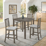 Dining Table, Bar Table and Chairs Set, 5 Piece Dining Table Set,Retro-style breakfast table set,for Living Room, Dining Room-Gray(Requires assembly) SolidRoot Buy Furniture USA