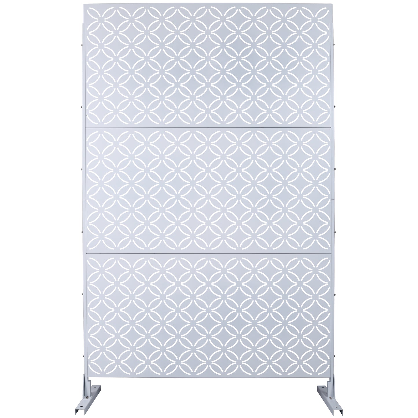 Outdoor & Indoor Privacy Screen Metal Privacy Screen 76' H×48' W, Freestanding Decorative Privacy Screen for Deck Balcony Patio, Privacy Fence Panels for Outside Lawn Garden PS107 WHITE SolidRoot Buy Furniture USA