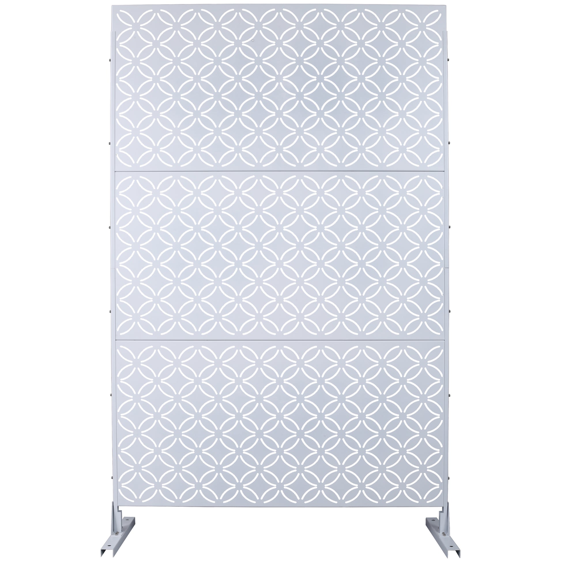 Outdoor & Indoor Privacy Screen Metal Privacy Screen 76' H×48' W, Freestanding Decorative Privacy Screen for Deck Balcony Patio, Privacy Fence Panels for Outside Lawn Garden PS107 WHITE SolidRoot Buy Furniture USA