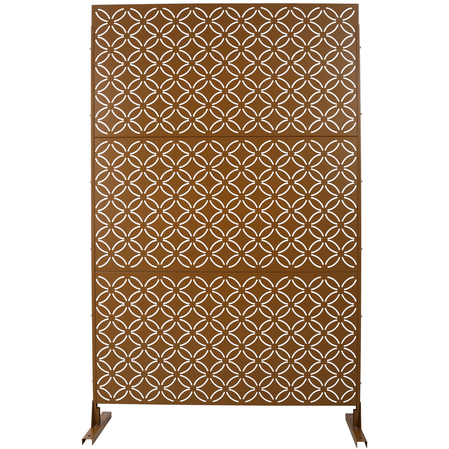 Freestanding Decorative Privacy Screen for Deck Balcony Patio, Metal Privacy Screen 76' H×48' W, Brown SolidRoot Buy Furniture USA