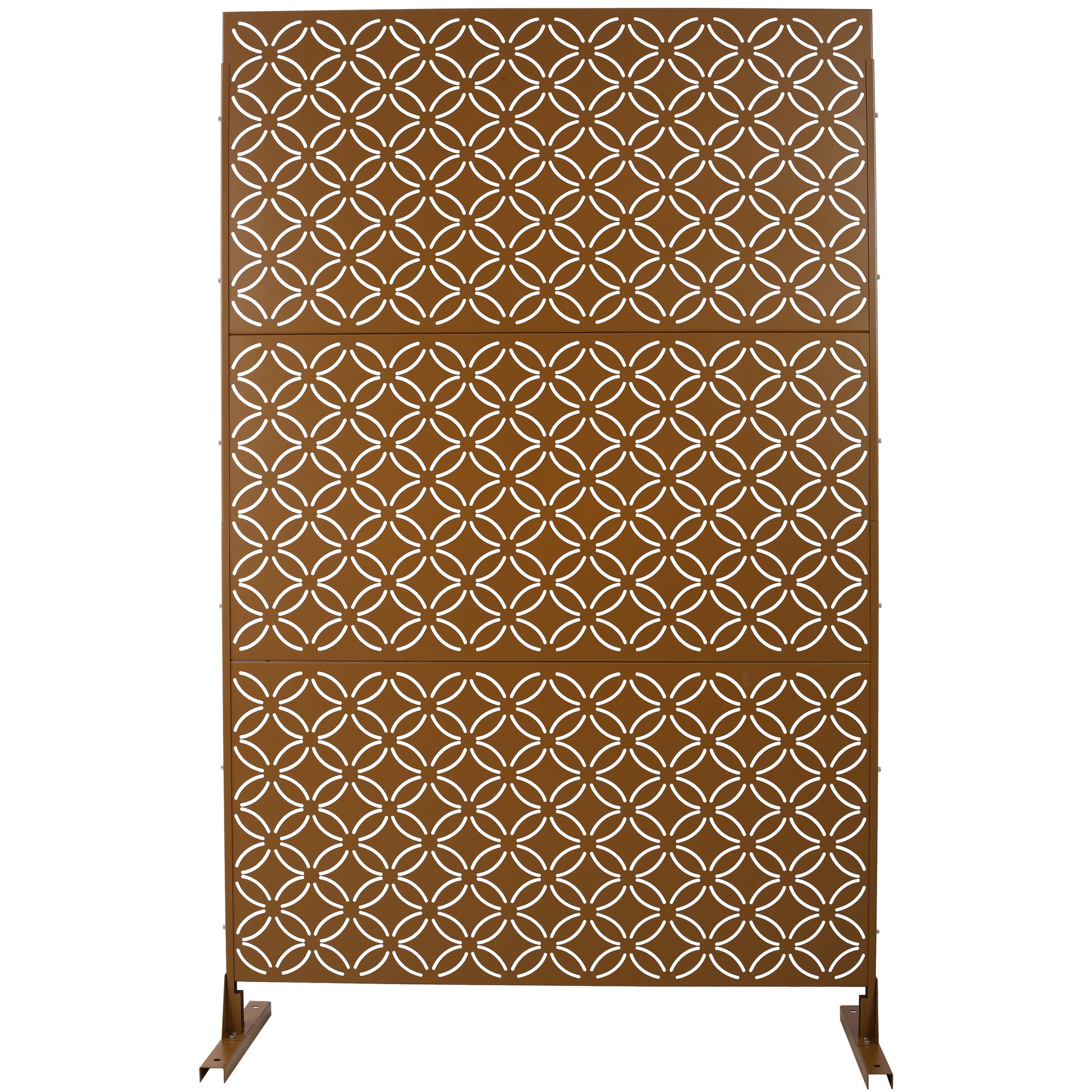Freestanding Decorative Privacy Screen for Deck Balcony Patio, Metal Privacy Screen 76' H×48' W, Brown SolidRoot Buy Furniture USA