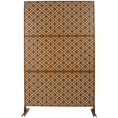Freestanding Decorative Privacy Screen for Deck Balcony Patio, Metal Privacy Screen 76' H×48' W, Brown SolidRoot Buy Furniture USA