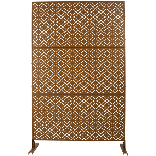 Freestanding Decorative Privacy Screen for Deck Balcony Patio, Metal Privacy Screen 76' H×48' W, Brown SolidRoot Buy Furniture USA