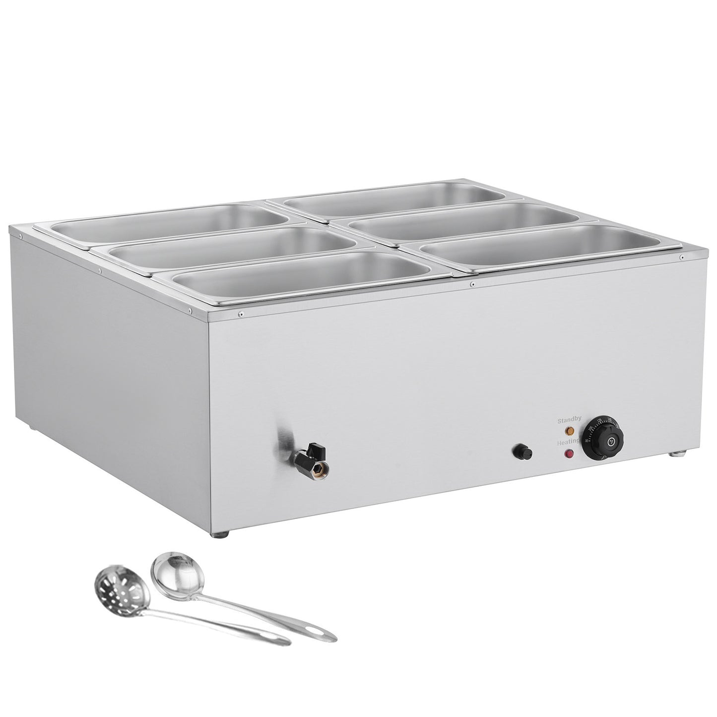 Commercial Food Warmer 6-Pan 1500W Countertop Buffet Bain Marie with Lid SolidRoot Buy Furniture USA