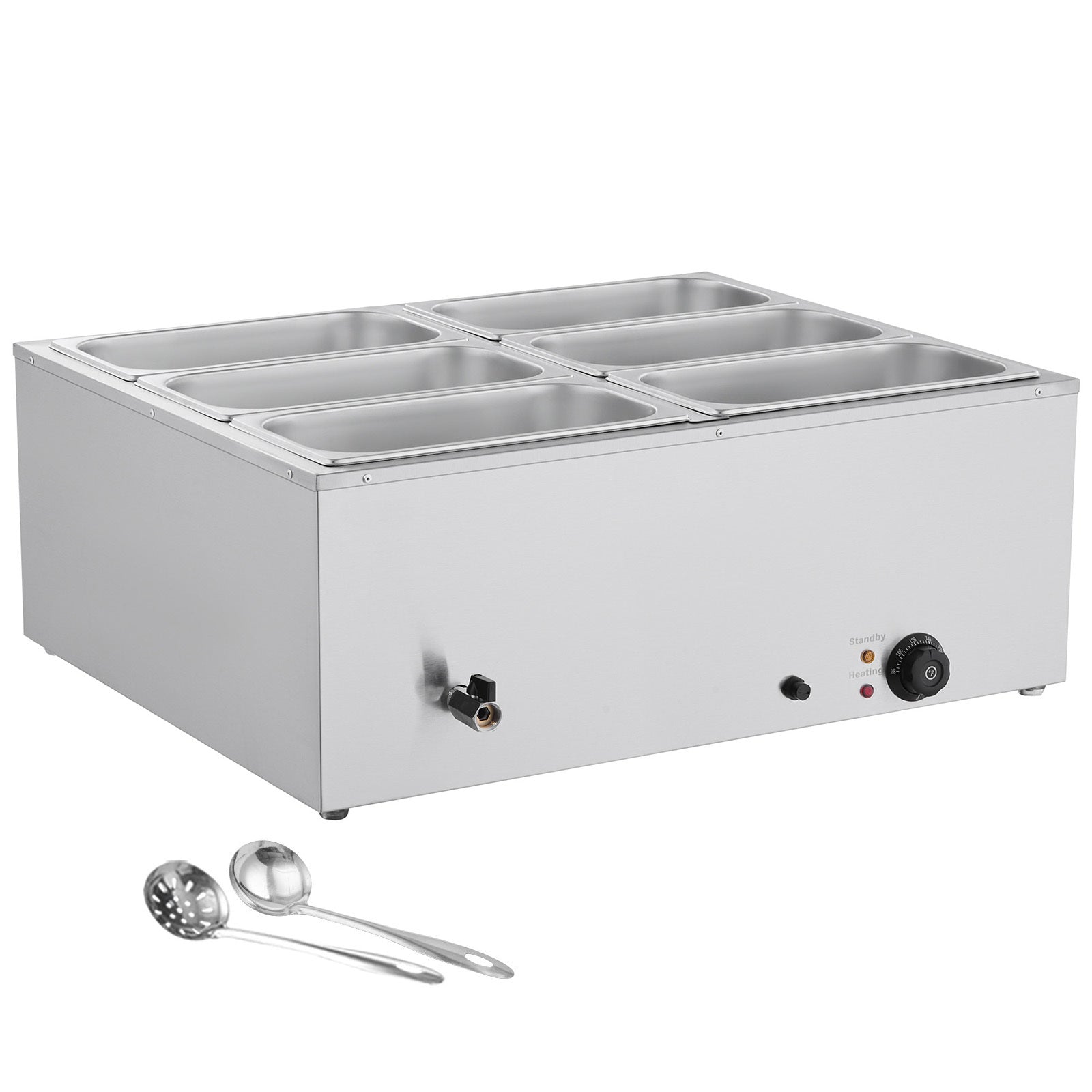 Commercial Food Warmer 6-Pan 1500W Countertop Buffet Bain Marie with Lid SolidRoot Buy Furniture USA