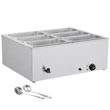 Commercial Food Warmer 6-Pan 1500W Countertop Buffet Bain Marie with Lid SolidRoot Buy Furniture USA