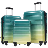 Hardshell Luggage Sets 3 Piece Gradient Color Expandable Suitcase with Spinner Wheels and TSA Lock Lightweight 20' 24' 28' Available,Green+Yellow SolidRoot Buy Furniture USA
