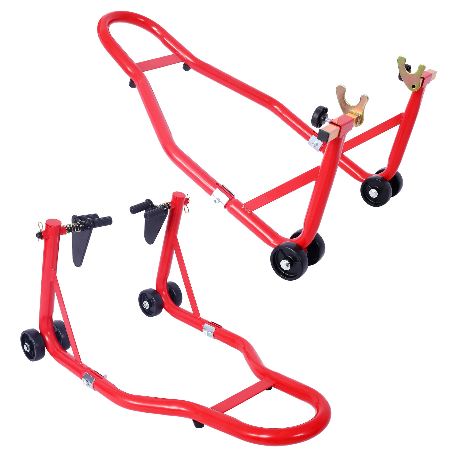 Motorcycle Stand 1000LB Sport Bike Front and Rear Wheel Lift Swingarm Paddock Stands Black U   red SolidRoot Buy Furniture USA