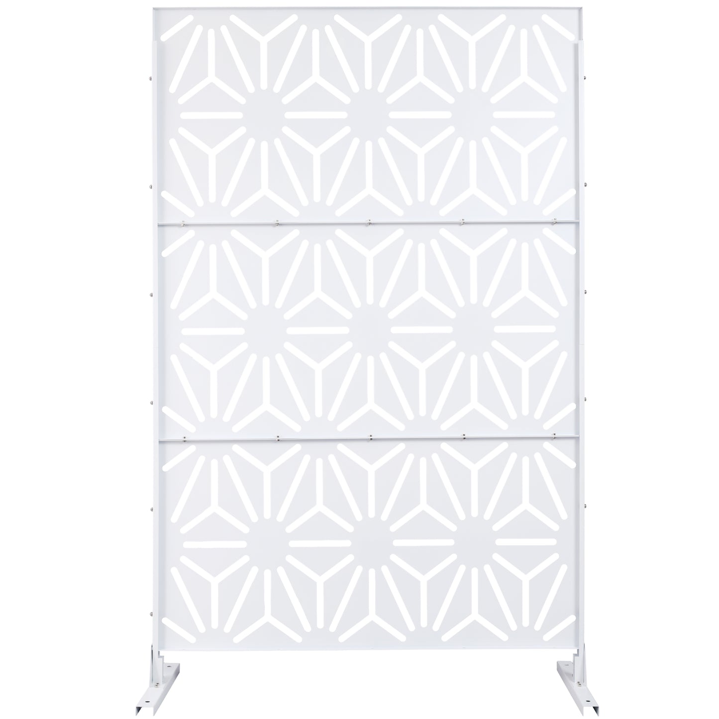 Outdoor & Indoor Privacy Screen Metal Privacy Screen 76' H×48' W, Freestanding Decorative Privacy Screen for Deck Balcony Patio, Privacy Fence Panels for Outside Lawn Garden PS118 WHITE SolidRoot Buy Furniture USA