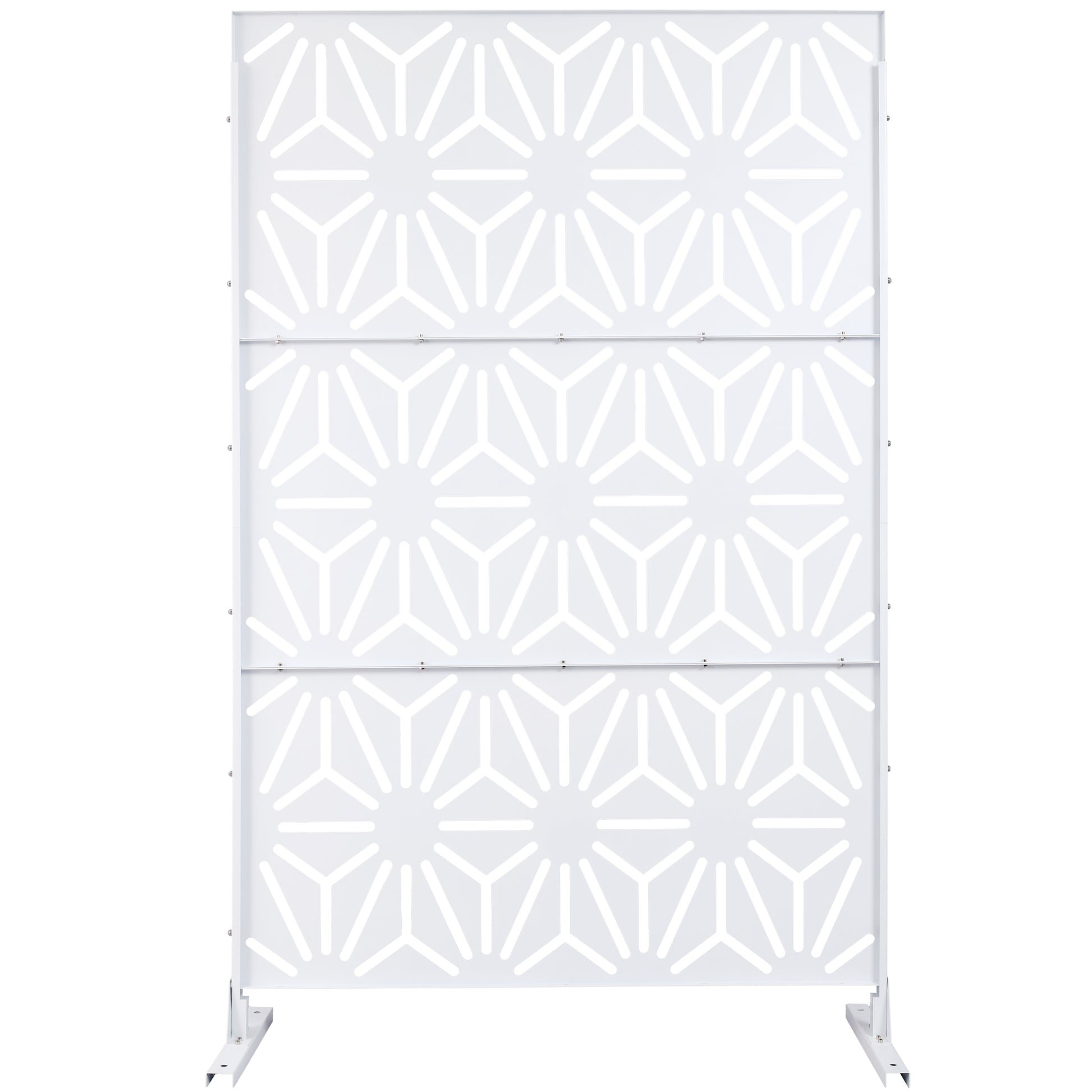 Outdoor & Indoor Privacy Screen Metal Privacy Screen 76' H×48' W, Freestanding Decorative Privacy Screen for Deck Balcony Patio, Privacy Fence Panels for Outside Lawn Garden PS118 WHITE SolidRoot Buy Furniture USA
