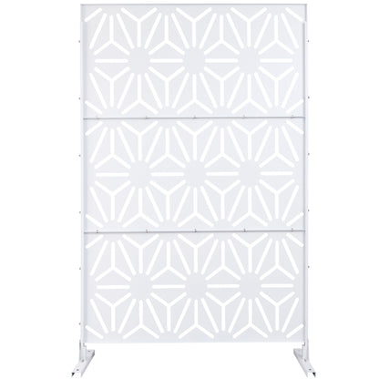 Outdoor & Indoor Privacy Screen Metal Privacy Screen 76' H×48' W, Freestanding Decorative Privacy Screen for Deck Balcony Patio, Privacy Fence Panels for Outside Lawn Garden PS118 WHITE SolidRoot Buy Furniture USA