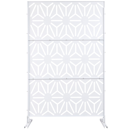 Outdoor & Indoor Privacy Screen Metal Privacy Screen 76' H×48' W, Freestanding Decorative Privacy Screen for Deck Balcony Patio, Privacy Fence Panels for Outside Lawn Garden PS118 WHITE SolidRoot Buy Furniture USA