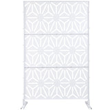 Outdoor & Indoor Privacy Screen Metal Privacy Screen 76' H×48' W, Freestanding Decorative Privacy Screen for Deck Balcony Patio, Privacy Fence Panels for Outside Lawn Garden PS118 WHITE SolidRoot Buy Furniture USA