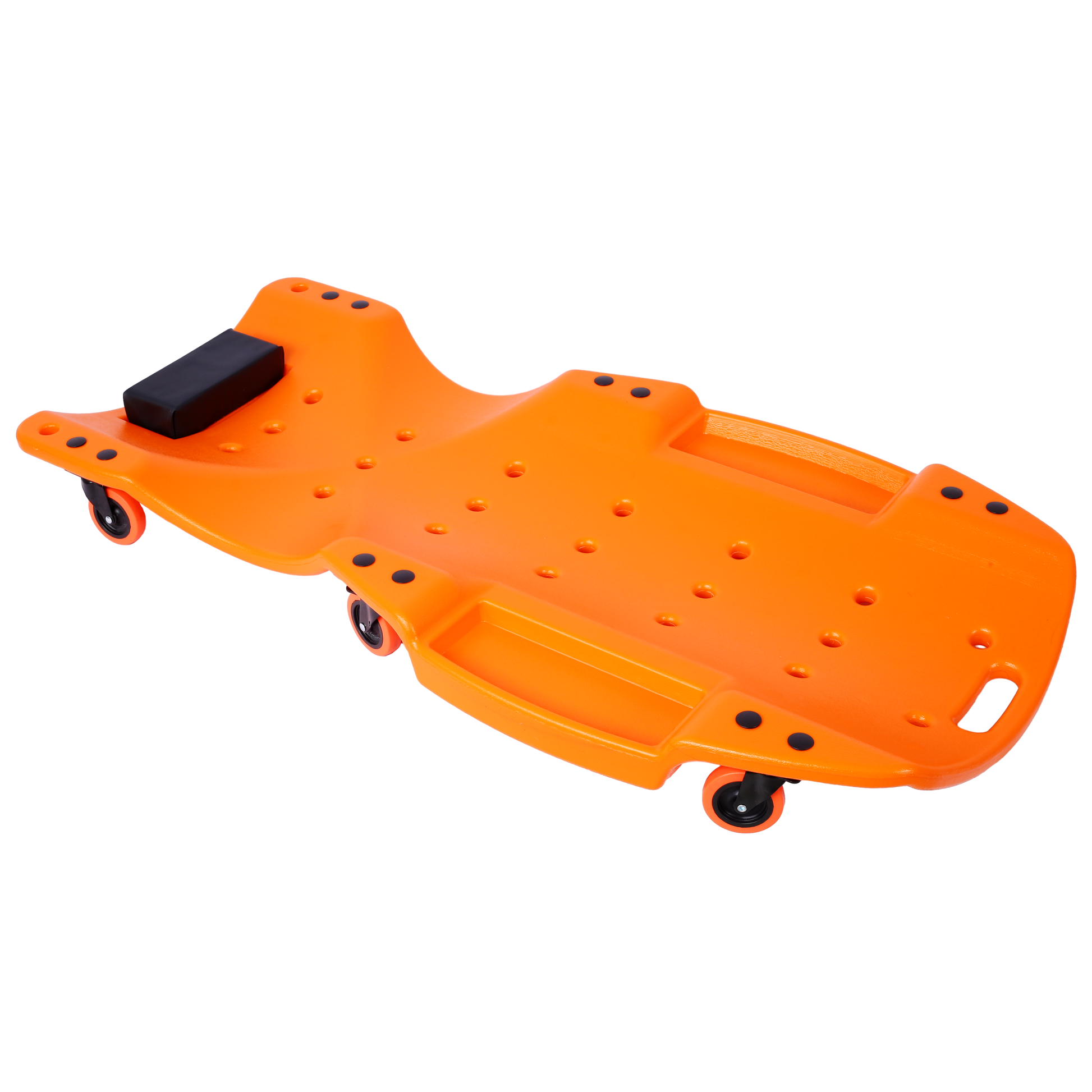 Plastic Creeper 48 Inch - Blow Molded Ergonomic HDPE Body with Padded Headrest & Dual Tool Trays - 440 Lbs Capacity ORANGE SolidRoot Buy Furniture USA