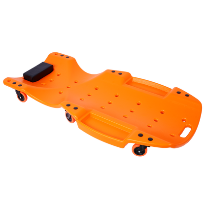Plastic Creeper 48 Inch - Blow Molded Ergonomic HDPE Body with Padded Headrest & Dual Tool Trays - 440 Lbs Capacity ORANGE SolidRoot Buy Furniture USA