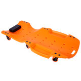 Plastic Creeper 48 Inch - Blow Molded Ergonomic HDPE Body with Padded Headrest & Dual Tool Trays - 440 Lbs Capacity ORANGE SolidRoot Buy Furniture USA