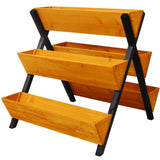 3 Tiers Wooden Vertical Raised Garden Bed with Legs,Brown Planter Raised Beds Kit for Flowers Herbs Vegetables SolidRoot Buy Furniture USA