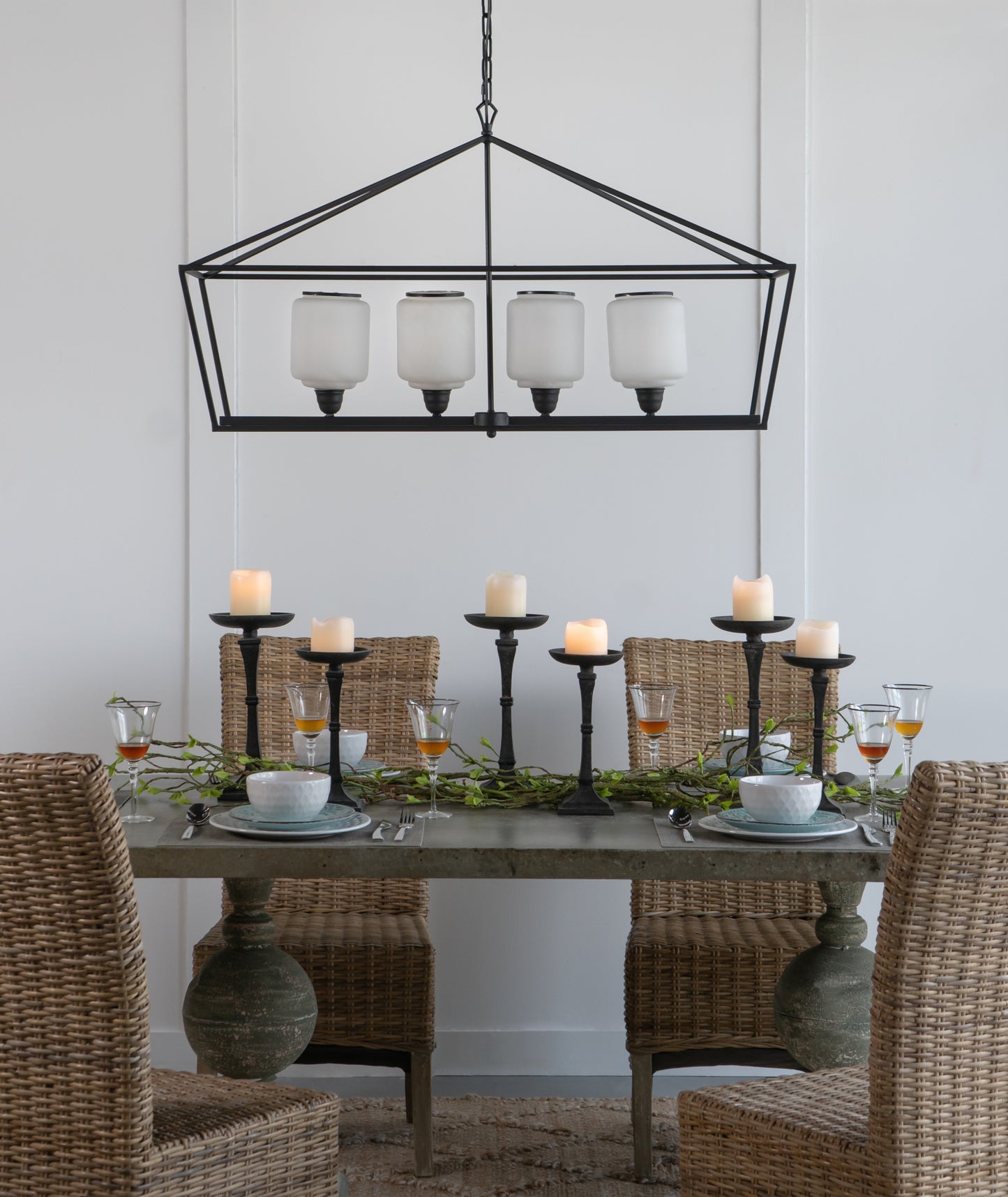 41.7x14.2x23.8' Iron Chandelier, Sleek Industrial Style Hanging Light Fixture for Kitchen Dining Room Foyer Entryway, Bulb Not Included SolidRoot Buy Furniture USA