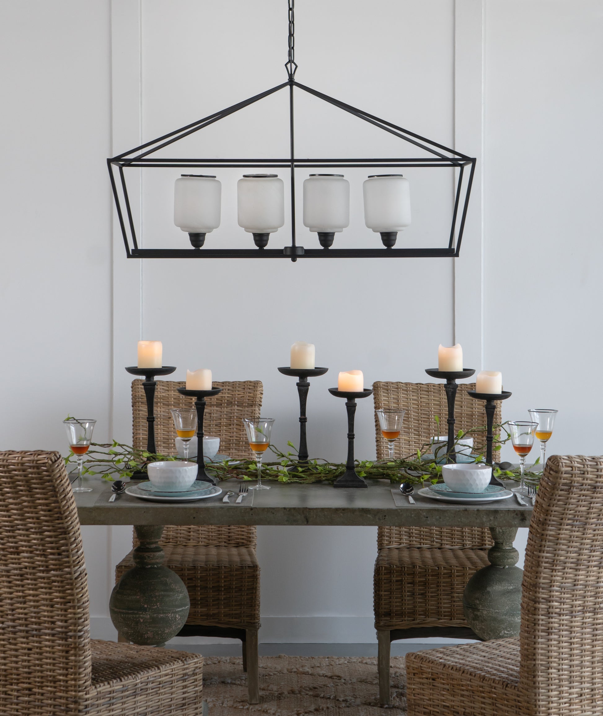 41.7x14.2x23.8' Iron Chandelier, Sleek Industrial Style Hanging Light Fixture for Kitchen Dining Room Foyer Entryway, Bulb Not Included SolidRoot Buy Furniture USA