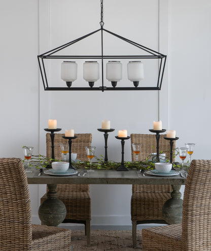 41.7x14.2x23.8' Iron Chandelier, Sleek Industrial Style Hanging Light Fixture for Kitchen Dining Room Foyer Entryway, Bulb Not Included SolidRoot Buy Furniture USA