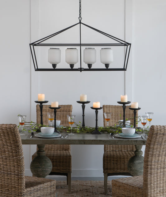 41.7x14.2x23.8' Iron Chandelier, Sleek Industrial Style Hanging Light Fixture for Kitchen Dining Room Foyer Entryway, Bulb Not Included SolidRoot Buy Furniture USA