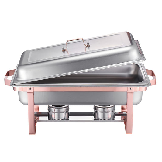 8 Qt 2 Pack Rectangle Chafing Dish Buffet Set Full Size Pan Stainless Steel - SolidRoot Buy Furniture USA