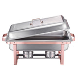 8 Qt 2 Pack Rectangle Chafing Dish Buffet Set Full Size Pan Stainless Steel - SolidRoot Buy Furniture USA