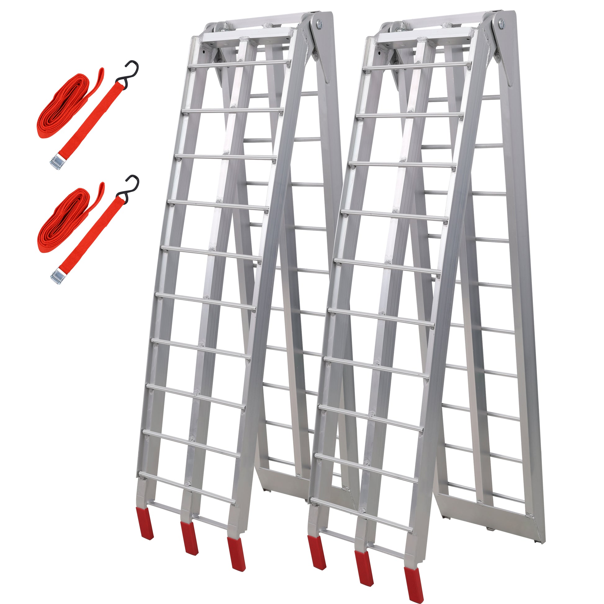 7.5FT Aluminum Loading Ramps, 1500 Lbs Capacity  per pair, With safety straps, Motorcycle Ramp, ATV Truck Ramps, Tailgate Ramps, Four Wheeler Ramps for Trucks, Lawn Mower, UTV,  1 PAIR, SILVER Color SolidRoot Buy Furniture USA