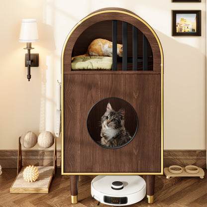 Cat Litter Box Enclosure , 2-in-1 Condo Cat Bed, Cat Shelter Furniture with Two-Level Cozy Haven for 2 Cats, Cute Kitty Condo for Sleeping, Luxury Cat House& Furniture, Espresso - SolidRoot Buy Furniture USA
