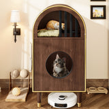 Cat Litter Box Enclosure , 2-in-1 Condo Cat Bed, Cat Shelter Furniture with Two-Level Cozy Haven for 2 Cats, Cute Kitty Condo for Sleeping, Luxury Cat House& Furniture, Espresso - SolidRoot Buy Furniture USA